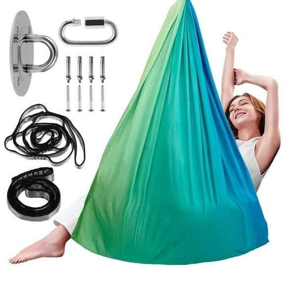 Polyester Sensory Swing Good Elasticity Kid Pod Swing Seat Strong Load Bearing Sensory Hammock 360° Rotation Hammock for Outdoor