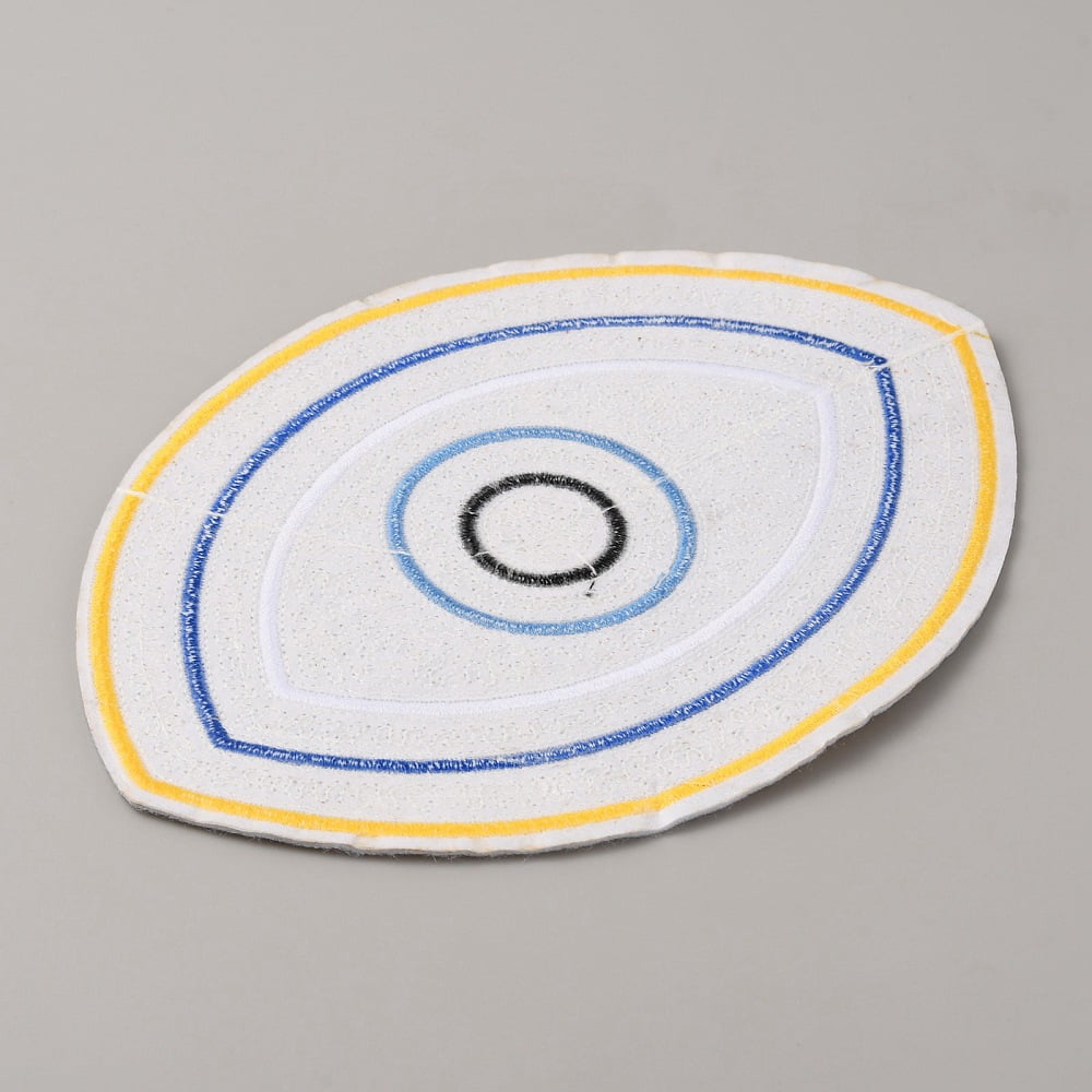 Polyester Sequin Evil Eye Appliques Iron on/Sew on Clothing Patches golden 136x193x1.5mm