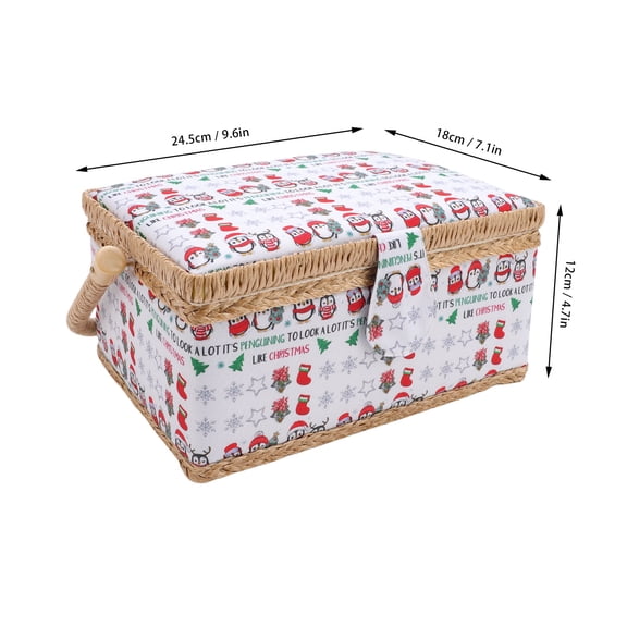 Polyester Sewing Organizer Basket with Removable PP Tray & Hard Frame, 9.6x7.1x4.7in Portable Craft Supply Case Detachable Tray Portable Needle Thread Carrying Organizer Craft