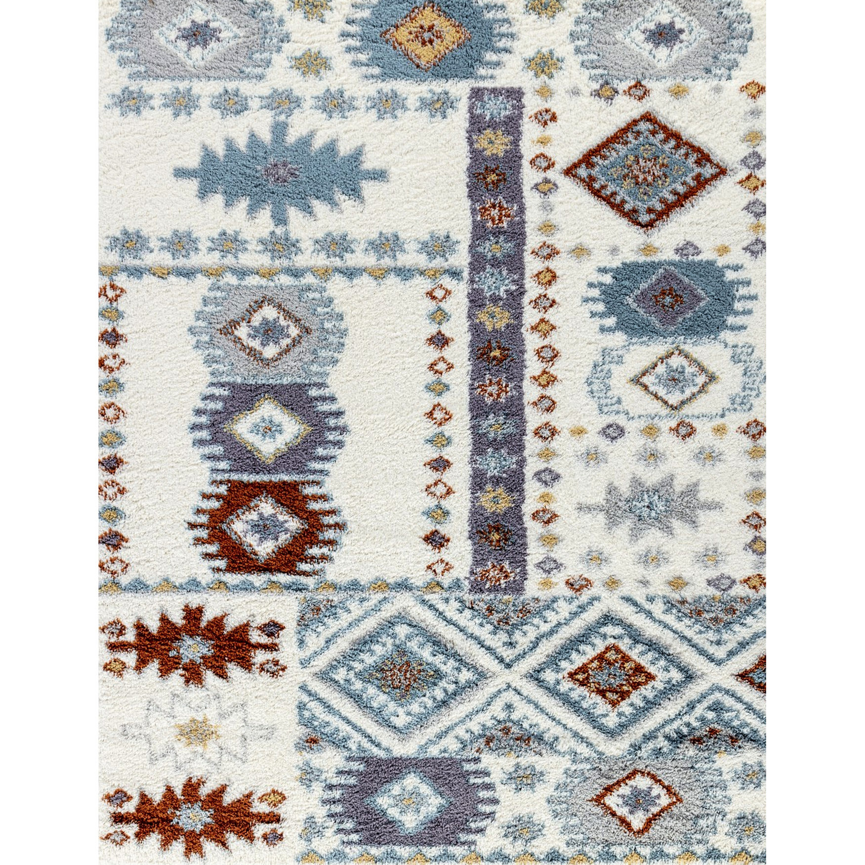 Shag Polyester Rug Polyester Shag Rug with Aztec Patterns, Ivory - Add Color to Home ...