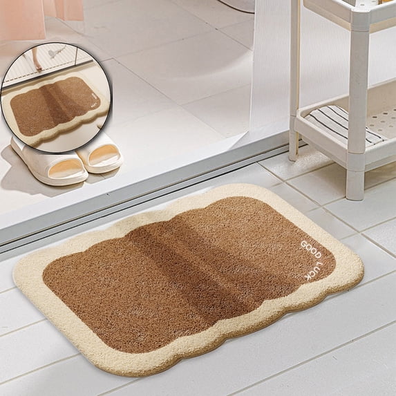 Polyester Shaggy Bath Mat, Rubber Backed Rug, Creamy Style Imitation Carpet for Shower Use