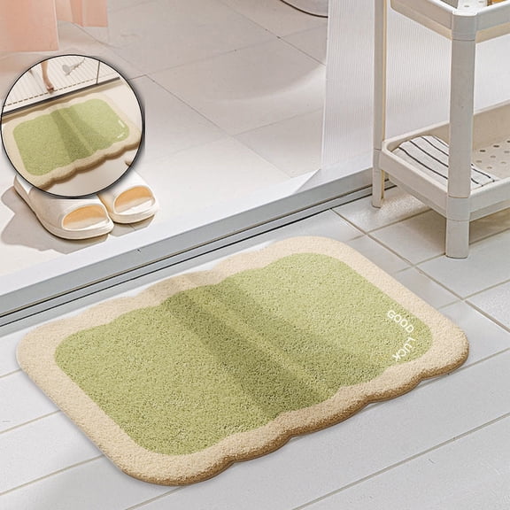Polyester Shaggy Bath Mat, Rubber Backed Rug, Creamy Style Imitation Carpet for Shower Use