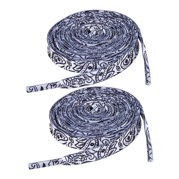 Polyester Shoelaces Cashew Nut Flower Pattern Black 1629x9x1~3mm