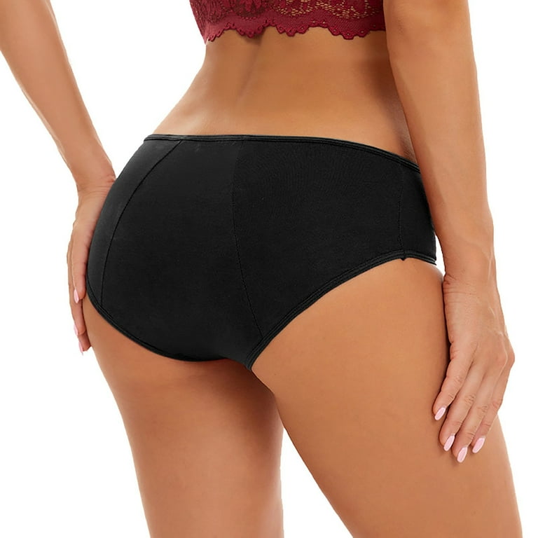 Polyester Short Oversized Period Underwear for Women Black Sleepwear Solid Color Ladies Large Size Leak Proof Conservative Low Waist Physiological Pants Five Piece Set L Walmart