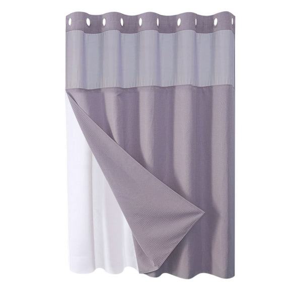 Polyester Shower Curtain Heavy Duty Waterproof Reversible with Large Rings Magnetic Design Weighted Hem 71 by 80 Inches