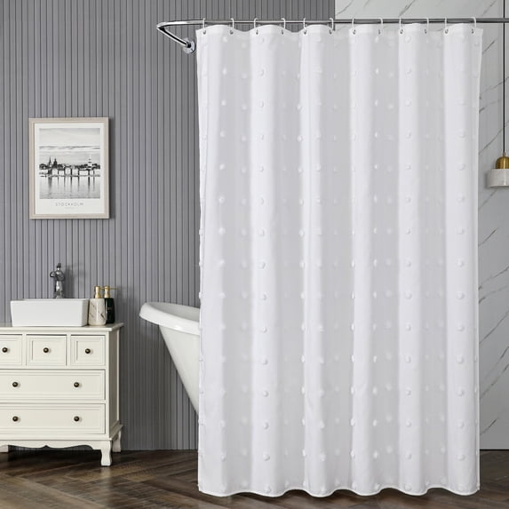 Polyester Shower Curtain Waterproof for Bathroom - Fabric Shower Curtain Liner 70x70 Inch with Hooks - Hotel Quality Shower Screen for Bathtub
