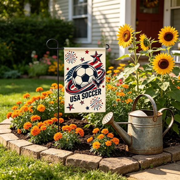Polyester Soccer Garden Flags USA-Canada-Mexico Match Yard Decor Outdoor 30x45cm Sport Theme Double-sided for Festive Ambiance