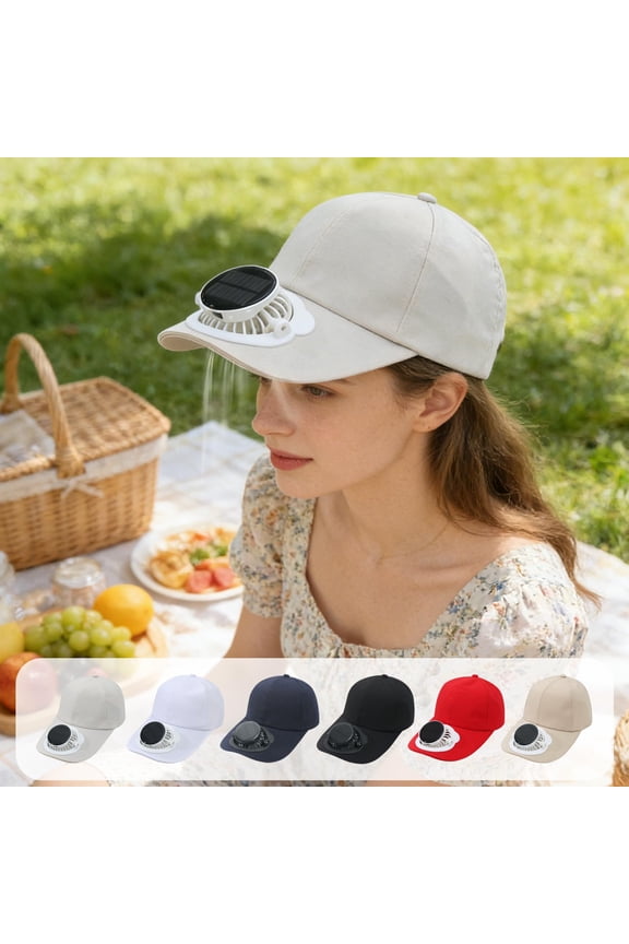 Polyester Solar Fan Cap 1Pcs Khaki Solar-Powered Fast-Dry Charging Fan Hat for Adults 360° Adjustable Cooling Cap with LED Display for Outdoor Sun Protection Rkxzt