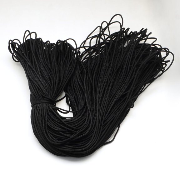 Polyester & Spandex Cord Ropes 16-Ply Black 2mm about 109.36 yards(100m)/bundle