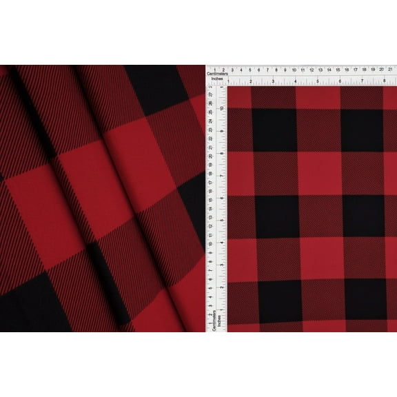 Polyester Spandex Dty Brushed print Blk/Cherry 3 Yards Precut