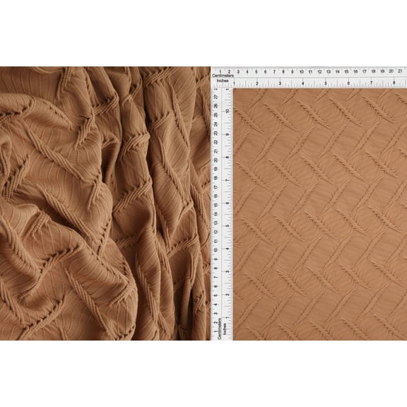 Polyester Spandex Interlaced Jacquard Khaki 3 Yard precut