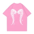 thumbnail image 1 of Polyester-Spandex One Day I Am Gonna Grow Wings Blend Printed Women's Casual T-Shirt Short Sleeve Round Neck Summer Top,Fashionable Stylish Everyday Wear Travel Outfit Pink Xl, 1 of 4