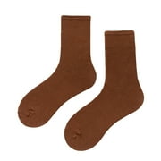 SANBONEPD Polyester Spandex Socks for Women Brown Solid Color Women's Medium Tube Light And Thin Spring Summer Candy Colored Multi Four Season Soft