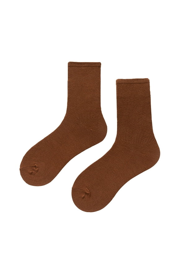 Polyester Spandex Socks for Women Brown Solid Color Women's Medium Tube Light And Thin Spring Summer Candy Colored Multi Four Season Soft
