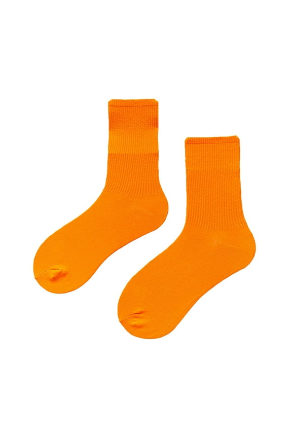 Polyester Spandex Socks for Women Orange Solid Color Women's Medium Tube Light And Thin Spring Summer Candy Colored Multi Four Season Soft