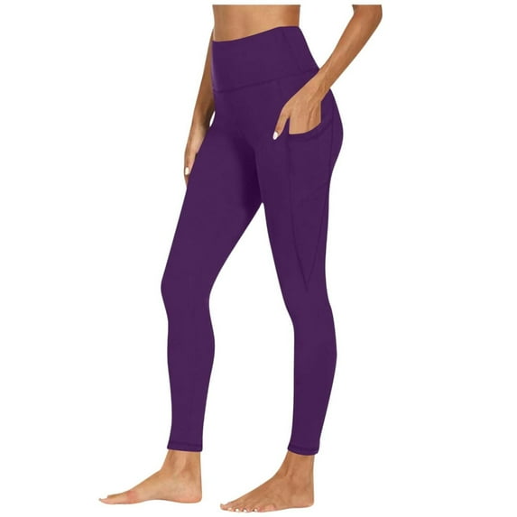 Polyester/Spandex Women's High Waisted Leggings - Plus Size, with Pockets for Yoga