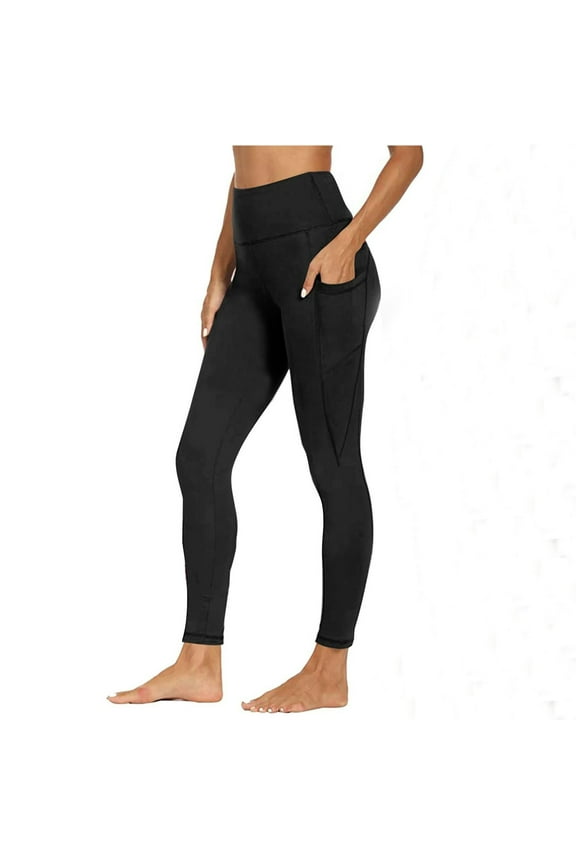 Polyester/Spandex Women's High Waisted Leggings - Plus Size, with Pockets for Yoga