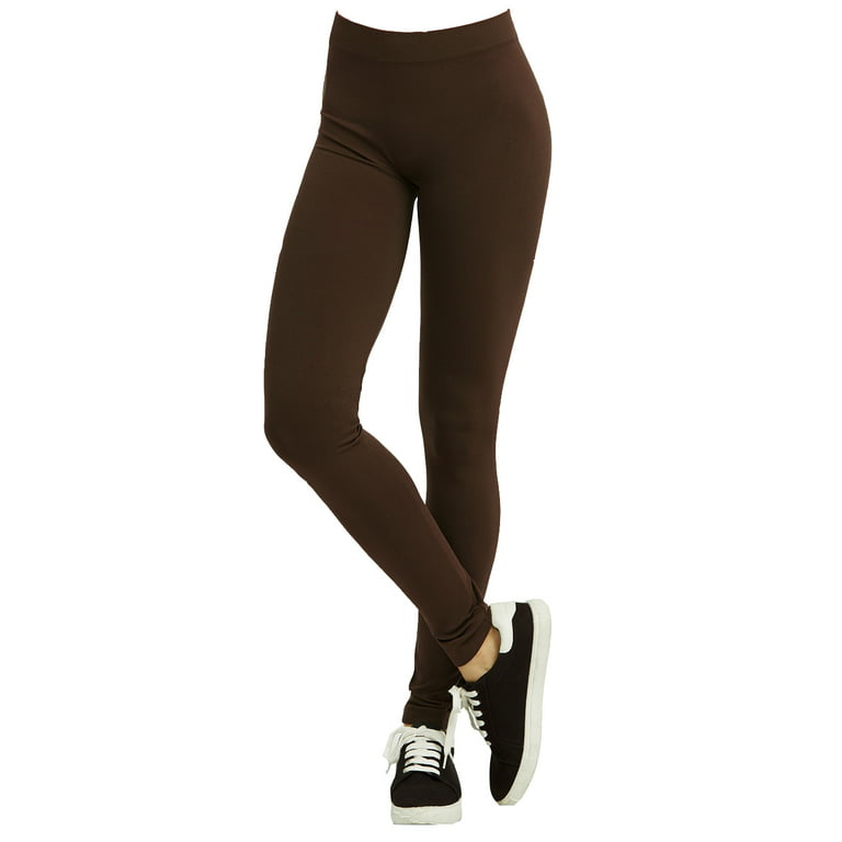 Polyester Spandex Womens Full Length Leggings, Brown 