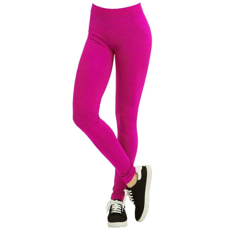 Polyester Spandex Womens Full Length Leggings, Hot Pink 