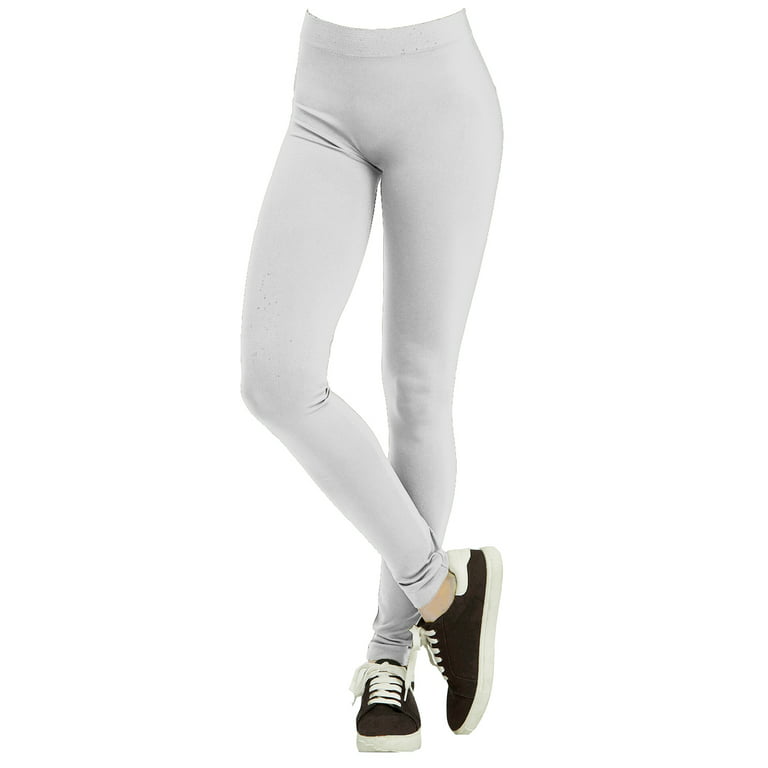 Polyester Spandex Womens Full Length Leggings, White