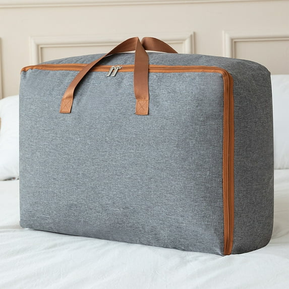 Polyester Storage Bags with Zipper, Extra Large for Clothes Bedding, Gray, Multiple Sizes, Reinforced Handles & Moistureproof