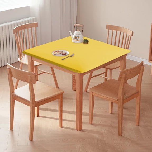 Polyester Stretch Tablecloth 33.86x33.86 Inches - Fitted Wrapped Table Cover for Dining Tables - Dust Proof and Scratch Resistant Protector - Easy to Install Square Table Cloth for Home Kitchen Use