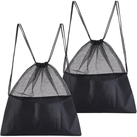 Polyester String Bags Multi-use Gym Drawstring bag Mesh Carry bag Rectangle Black 348x333x2mm