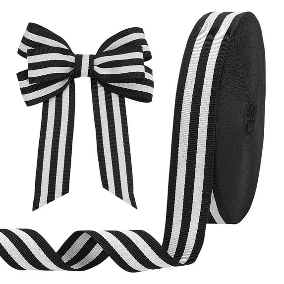 Polyester Stripe Ribbons Black 1-1/8 inch(30mm)