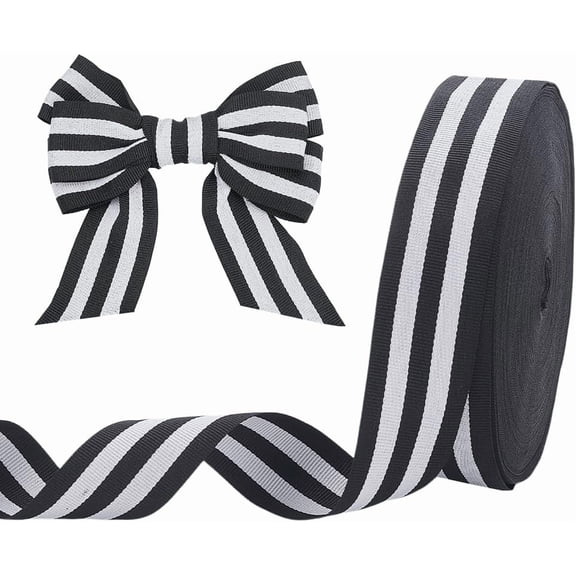 Polyester Stripe Ribbons Black 1-5/8 inch(40mm) diy