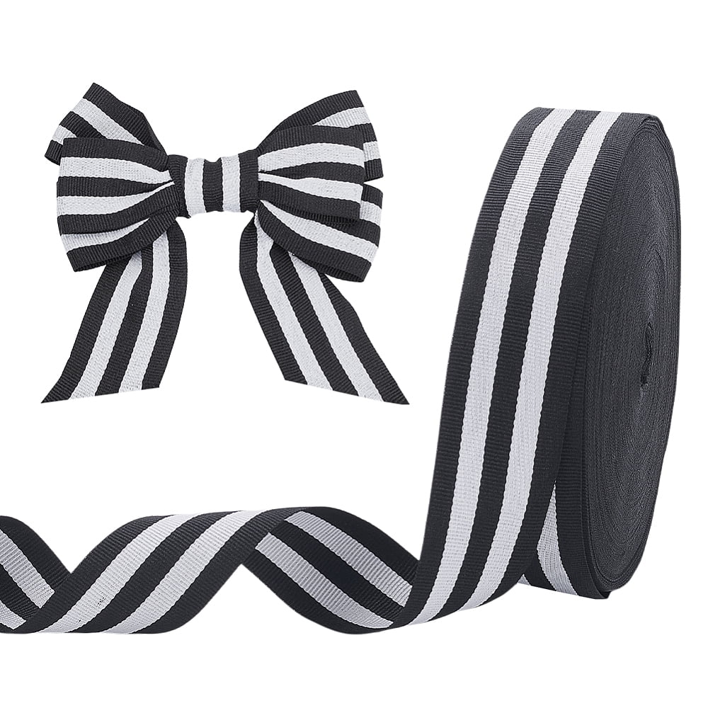 Polyester Stripe Ribbons Black 1-5/8 inch(40mm)