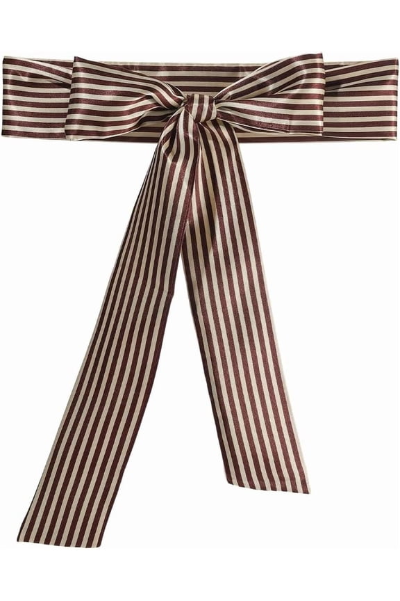 Polyester Striped Belts Waist Belt for Shirt Dress Overcoat Camel 1830x65x0.5mm for DIY