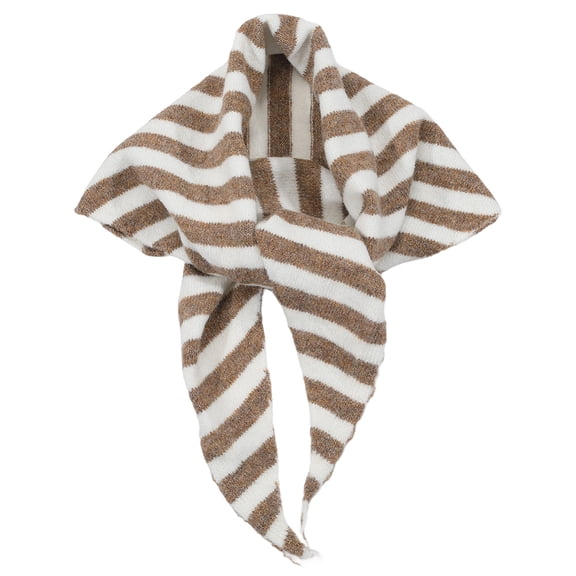 Polyester Striped Knitted Triangle Scarf for Women Dark Goldenrod 1080x370x1mm