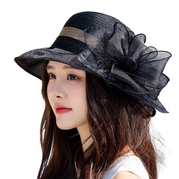 Polyester Sun Hat | Fngz Retro Sun Hat | for Women Fascinator Lady Cocktail Tea Party Church Wedding Bridal Flower Hat