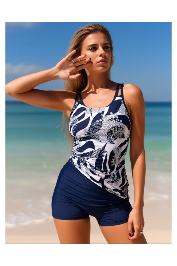 Polyester Swimsuit One Piece - Women's Crew Neck Bathing Suit Random Print, 200gsm, Machine Washable, Comfortable Fit for Swimming, Beach, Pool, Athletic & Casual Wear