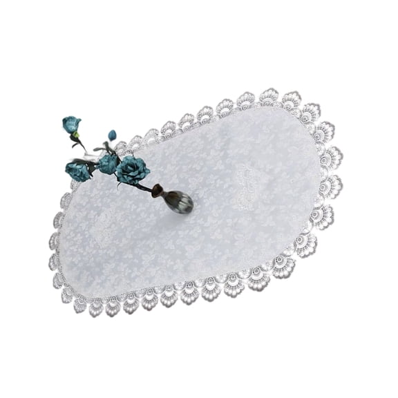 Polyester Table Cover Elegant Embroidery Lace Tablecloth Multifunctional Washing Machine Refrigerator Top Dust Cover