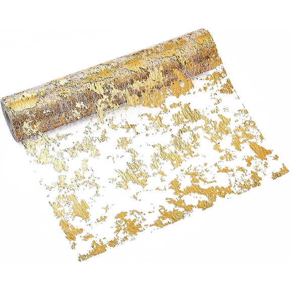 OUNONA Golden Polyester Table Runner with Elegant Pattern for Party and Home Decoration 12x72 inches