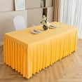 thumbnail image 1 of Polyester Table Skirt - Solid Color Rectangle Tablecloth | Wrinkle Resistant Ruffled Banquet Cover | Large Size 120x40x75cm | Decorative Wedding Party Conference Decor, 1 of 6