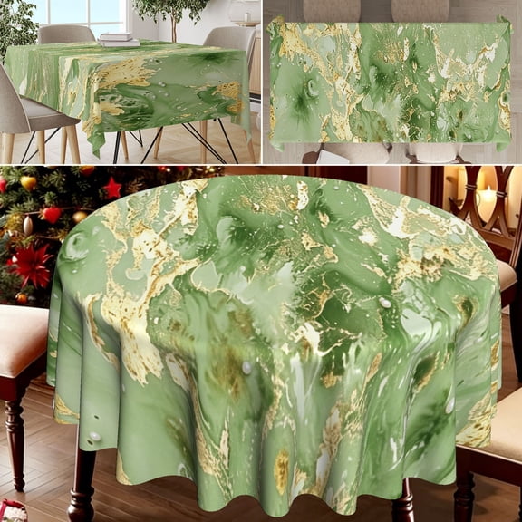 Polyester Tablecloth Grass Green Decorative Pastoral Country Style Square/Round 1 Piece for Dining Room Kitchen Decoration Everyday Use diameter 35in(90cm)