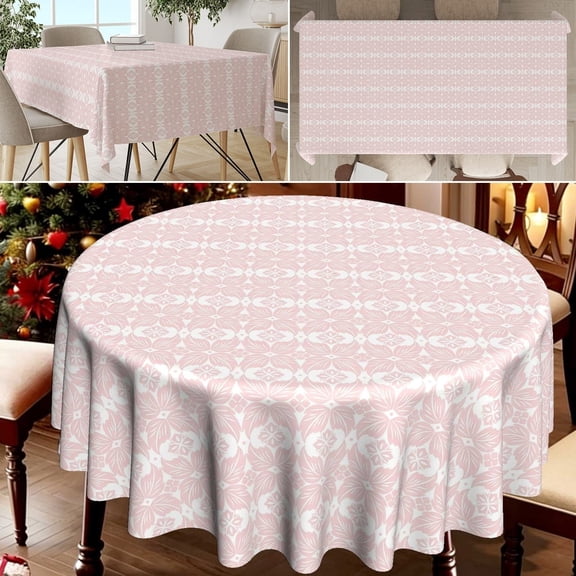 Polyester Tablecloth Pink Tone Striped Simple Modern Square/Round 1 Piece for Dining Room Kitchen Decoration Everyday Use diameter 35in(90cm)