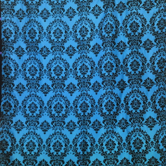 Polyester Taffeta with Velvet Flocked Damask Fabric 58" Wide by 180"(5-Yards) for Arts, Crafts, & Sewing