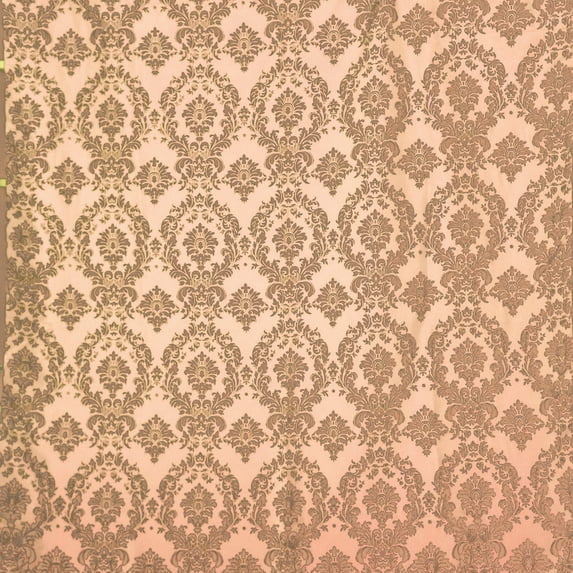 Polyester Taffeta with Velvet Flocked Damask Fabric 58" Wide by 180"(5-Yards) for Arts, Crafts, & Sewing