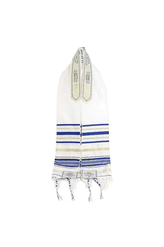 Polyester Tallit Head Covering With Delicate Tassels Comfortable Lightweight Design For Men And Women