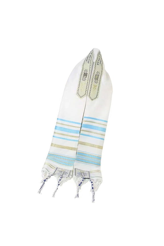 Polyester Tallit Head Covering With Delicate Tassels Comfortable Lightweight Design For Men And Women