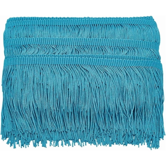 Polyester Tassel Lace Edge Trim Ribbon for Cloth Dress Sewing Accessories Light Blue 3-7/8 inch(98mm)
