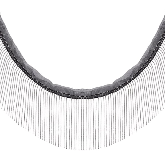 Polyester Tassel Lace Ribbon Fringe Lace Trim Macrame Lace Ribbon with Iron Chain Black 7/8~5-1/8 inch(22~130mm)