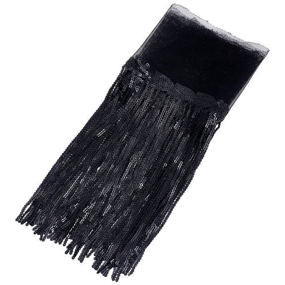 Polyester Tassel Lace Ribbon Fringe Paillette Lace Trim Macrame Lace Ribbon Black 10-5/8~10-3/4 inch(270~273mm) DIY
