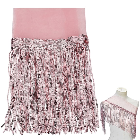 Polyester Tassel Lace Ribbon Fringe Paillette Lace Trim Macrame Lace Ribbon Flamingo 10-5/8~10-3/4 inch(270~273mm)