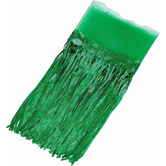 Polyester Tassel Lace Ribbon Fringe Paillette Lace Trim Macrame Lace Ribbon Lime Green 10-5/8~10-3/4 inch(270~273mm)