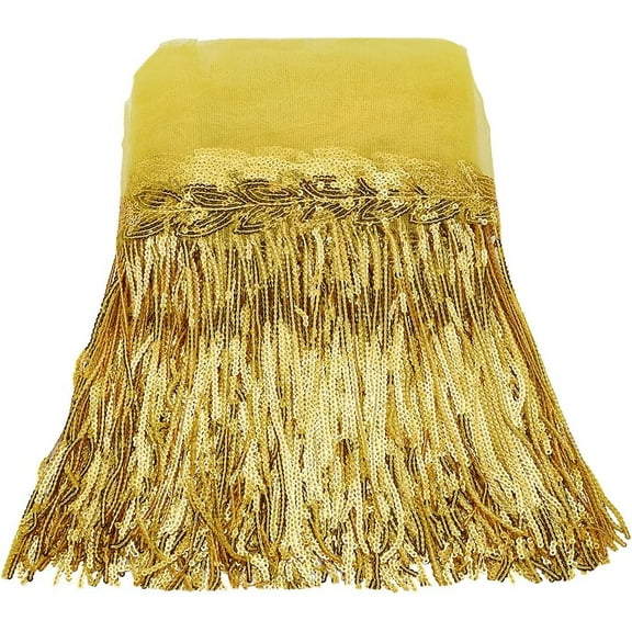 Polyester Tassel Lace Ribbon Fringe Paillette Lace Trim Macrame Lace Ribbon Yellow 10-5/8-10-3/4 inch(270-273mm)
