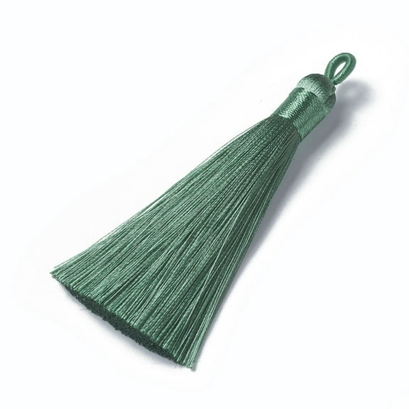Polyester Tassel Pendants Sea Green 78~82x8mm Hole: 2~4mm